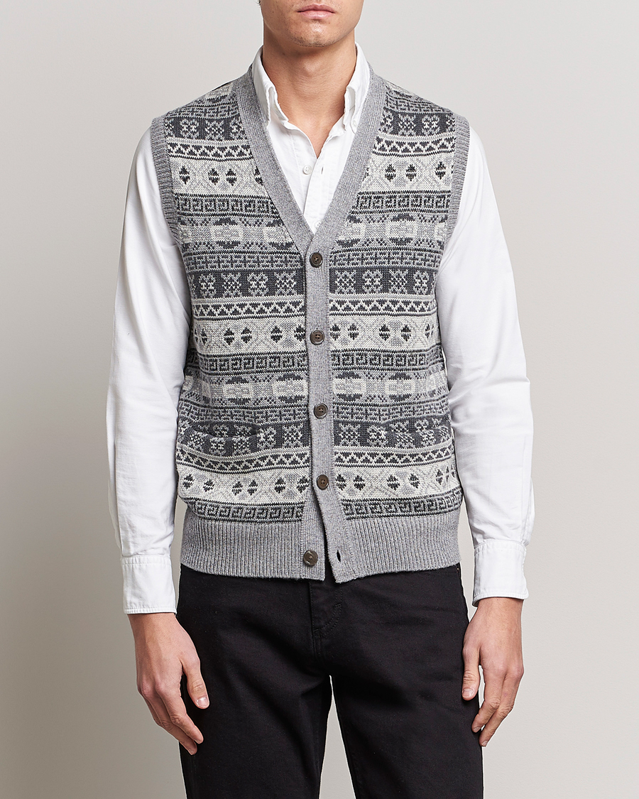 Polo Ralph Lauren Knitted Fairisle Vest Grey Acheter Polo Ralph