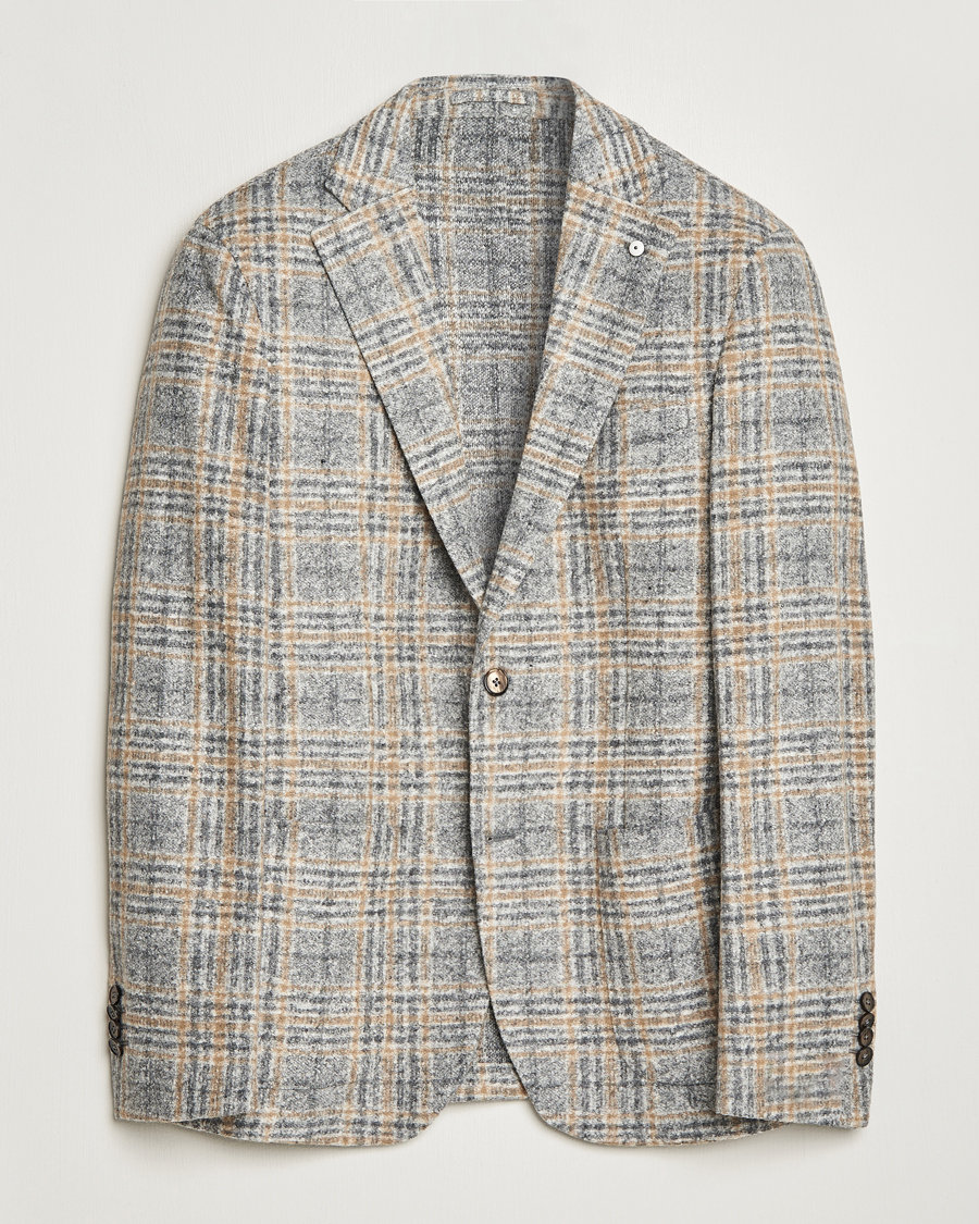 Homme | Blazers | L.B.M. 1911 | Jack Checked Cotton/Wool Jersey Blazer Grey