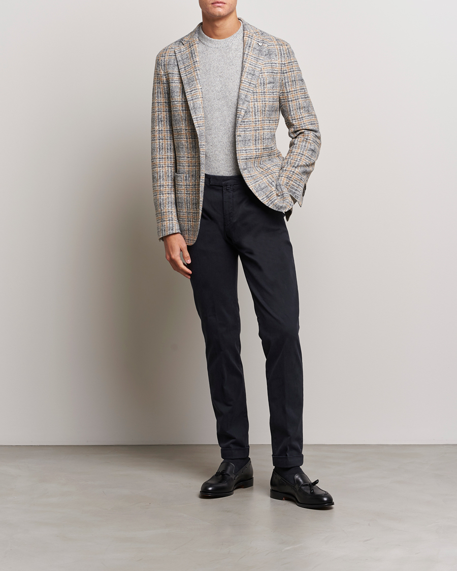 Homme | Blazers | L.B.M. 1911 | Jack Checked Cotton/Wool Jersey Blazer Grey