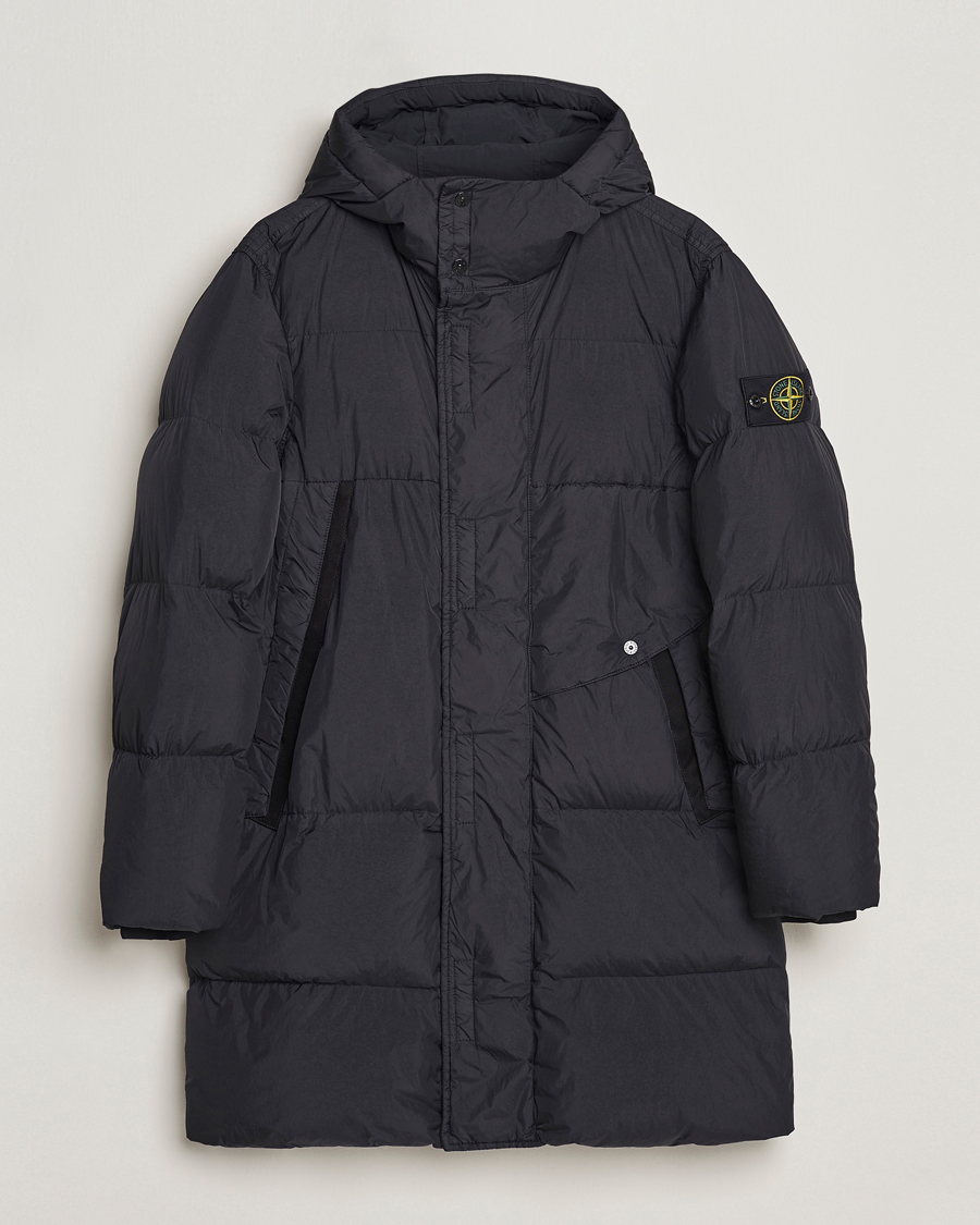 Homme | Manteaux Et Vestes | Stone Island | Garment Dyed Recycled Nylon Long Down Jacket Black