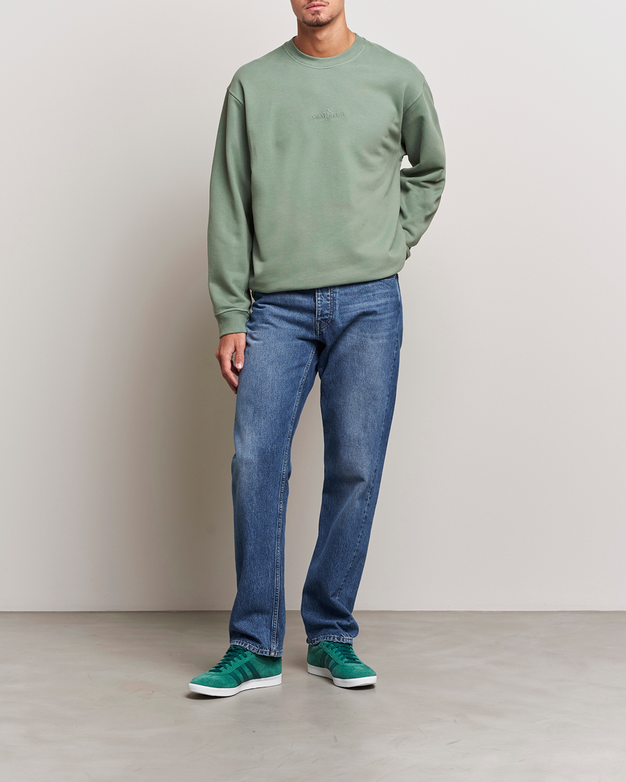 Homme | Pulls Et Tricots | Stone Island | Garment Dyed Fleece Logo Sweatshirt Sage