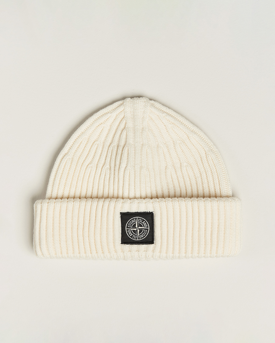 Homme | Stone Island Full Rib Wool Beanie Natural | Stone Island | Full Rib Wool Beanie Natural
