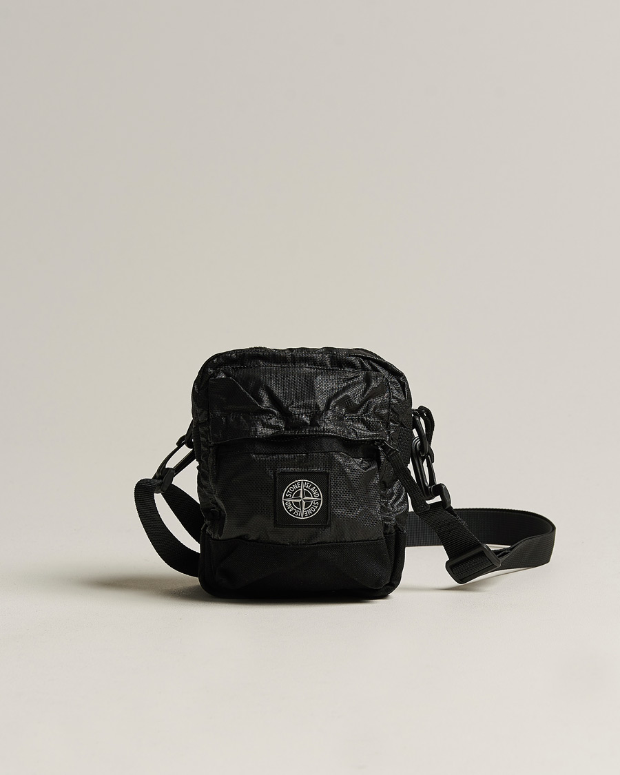 Homme | Stone Island Garment Dyed Mussola Gommata Canvas Shoulder Bag Black | Stone Island | Garment Dyed Mussola Gommata Canvas Shoulder Bag Black