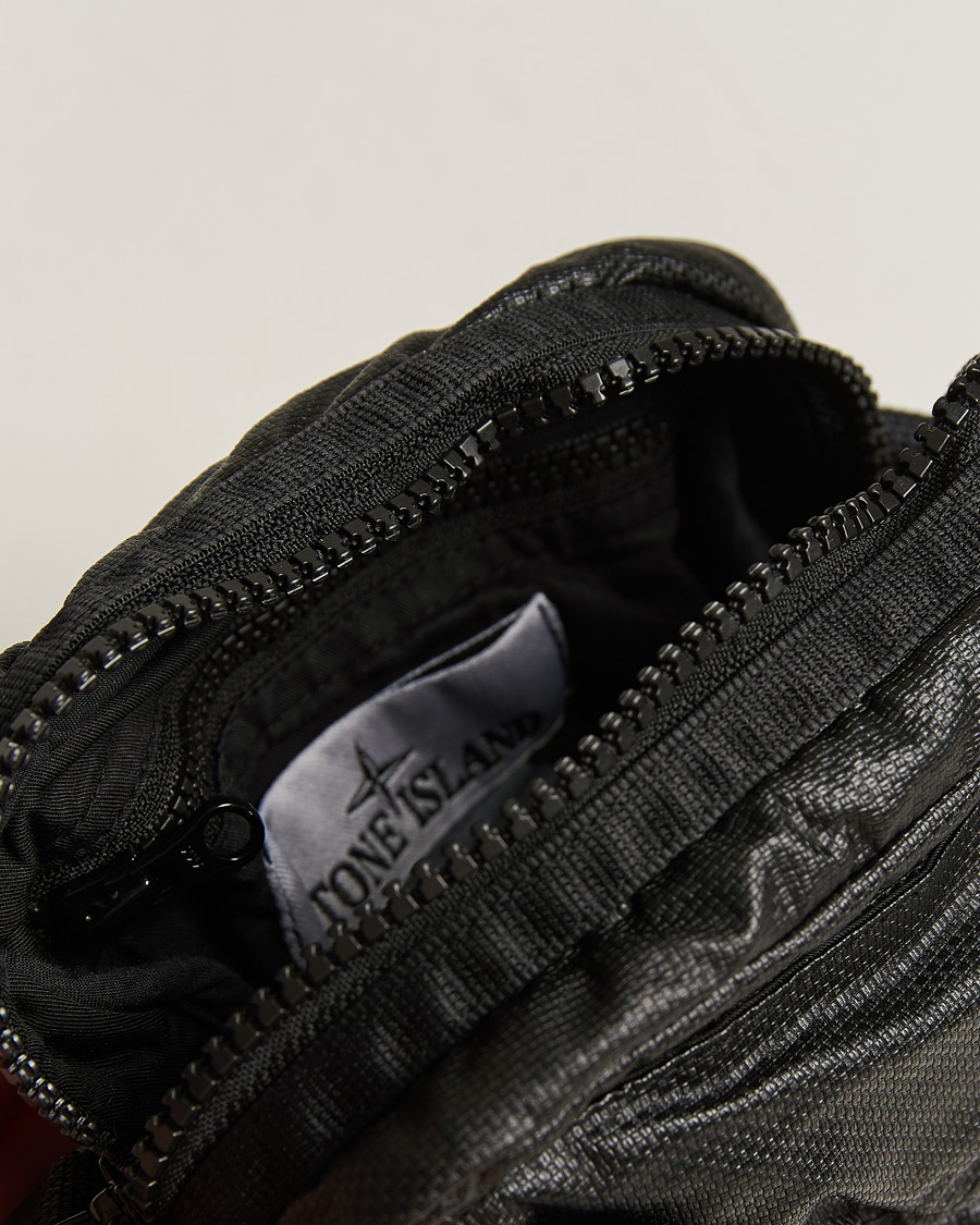 Homme | Stone Island Garment Dyed Mussola Gommata Canvas Shoulder Bag Black | Stone Island | Garment Dyed Mussola Gommata Canvas Shoulder Bag Black