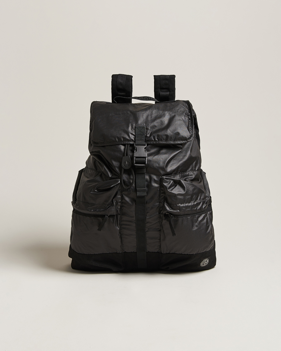Homme | Stone Island Garment Dyed Mussola Gommata Canvas Backpack Black | Stone Island | Garment Dyed Mussola Gommata Canvas Backpack Black