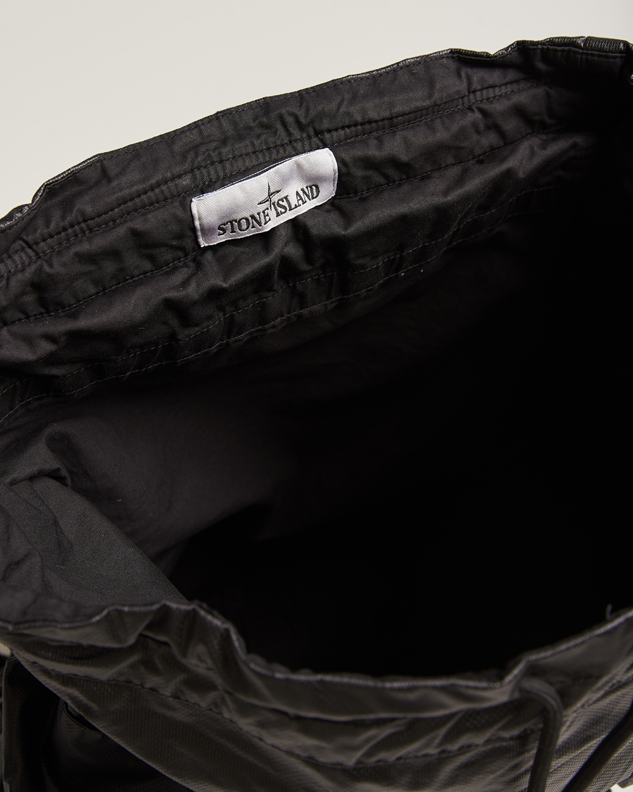 Homme | Stone Island Garment Dyed Mussola Gommata Canvas Backpack Black | Stone Island | Garment Dyed Mussola Gommata Canvas Backpack Black