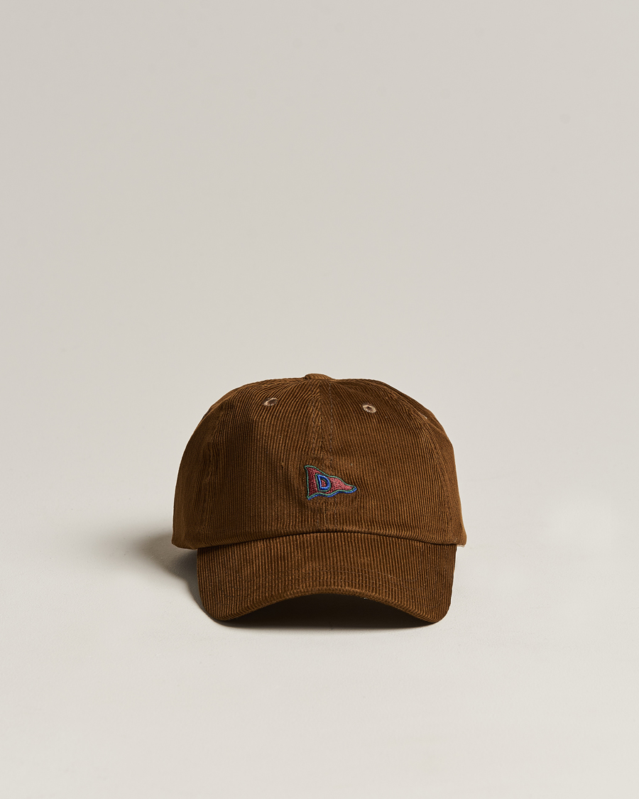 Homme | Drake's D Flag Logo Cord Baseball Cap Brown | Drake's | D Flag Logo Cord Baseball Cap Brown