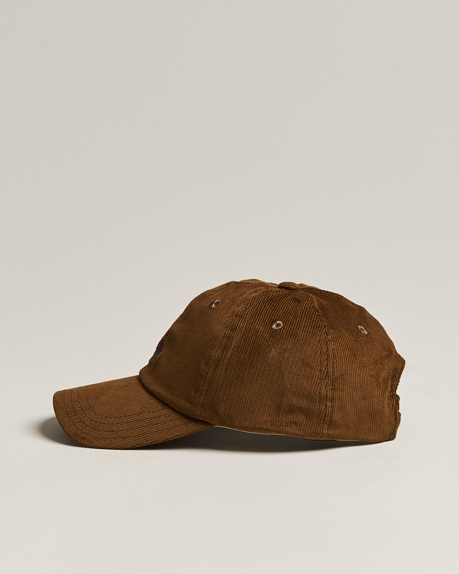 Homme | Drake's D Flag Logo Cord Baseball Cap Brown | Drake's | D Flag Logo Cord Baseball Cap Brown
