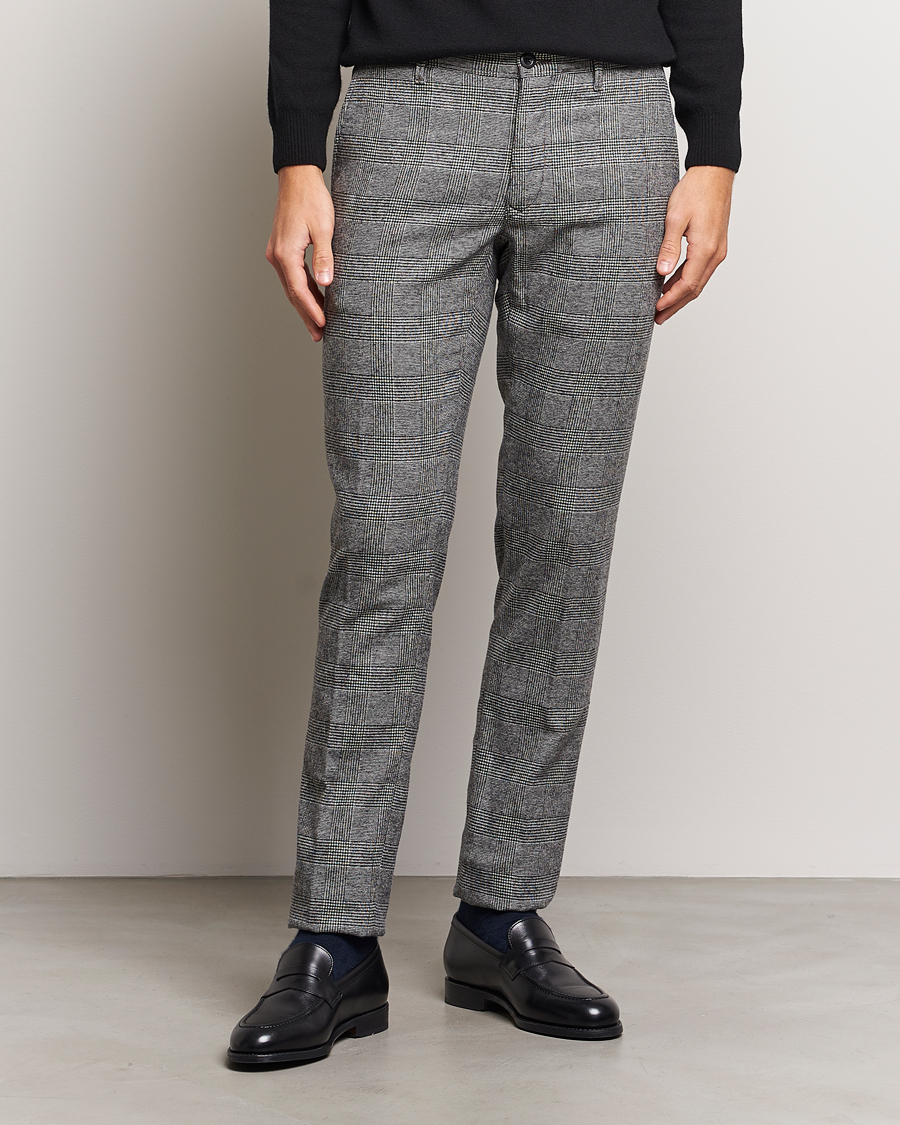 Homme | Pantalons | Incotex | Slim Fit Prince Of Wales Check Pants Grey