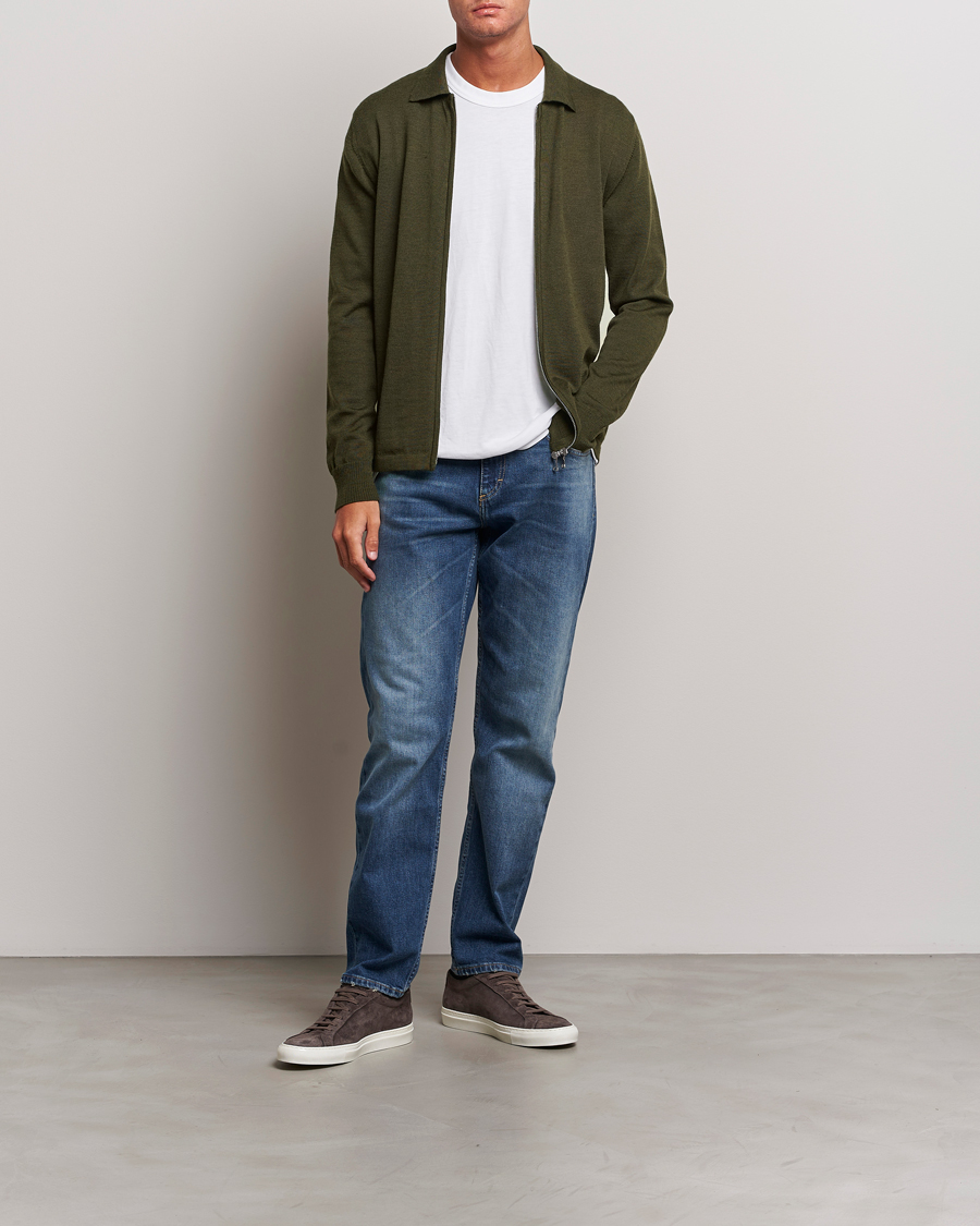 Homme | Pulls Et Tricots | J.Lindeberg | Nyle True Merino Zip Cardigan Forest Green