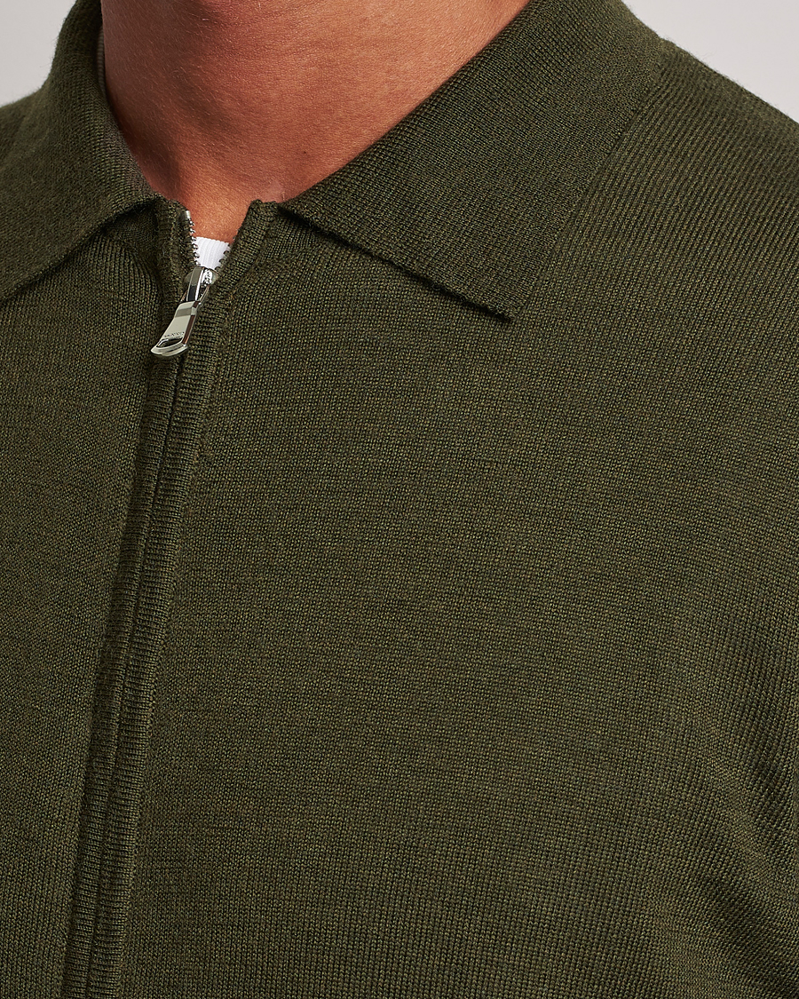 Homme | Pulls Et Tricots | J.Lindeberg | Nyle True Merino Zip Cardigan Forest Green