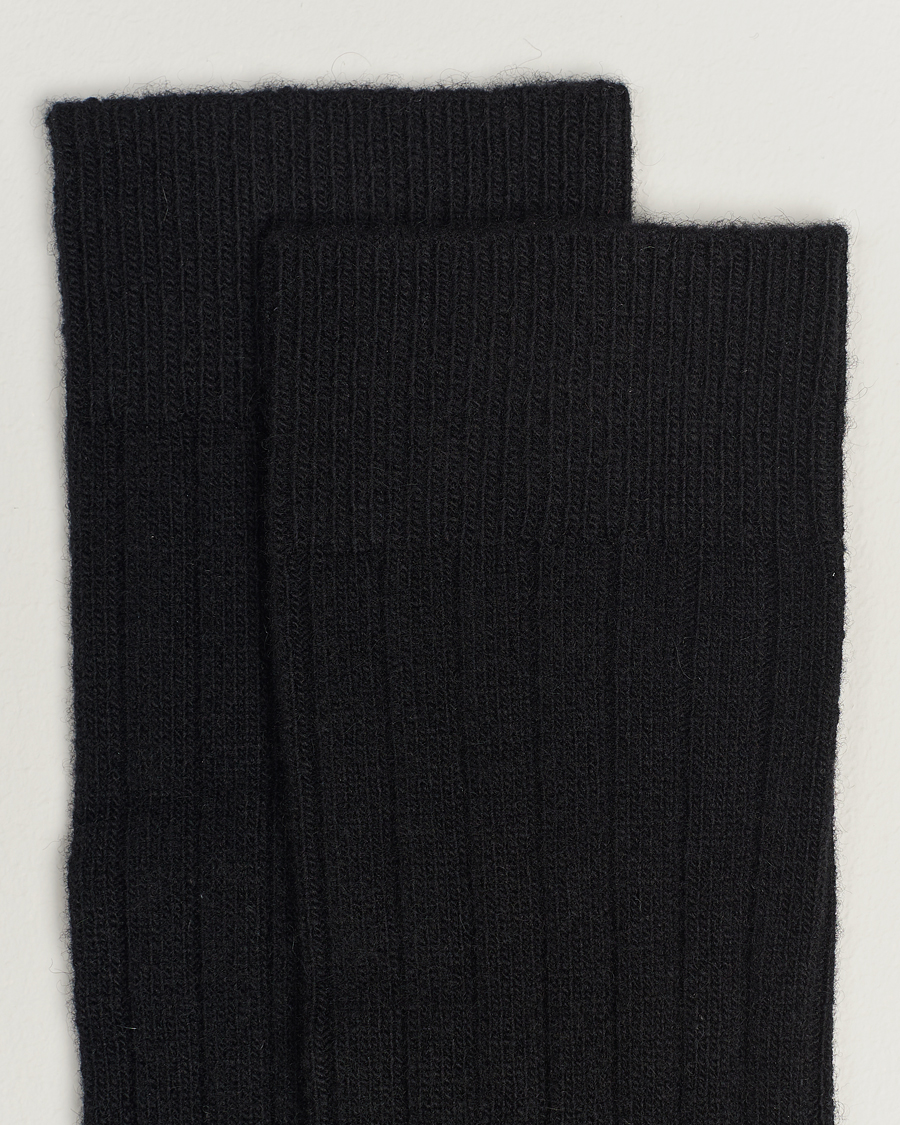 Homme |  | Bresciani | Wool/Cashmere Ribbed Socks Black