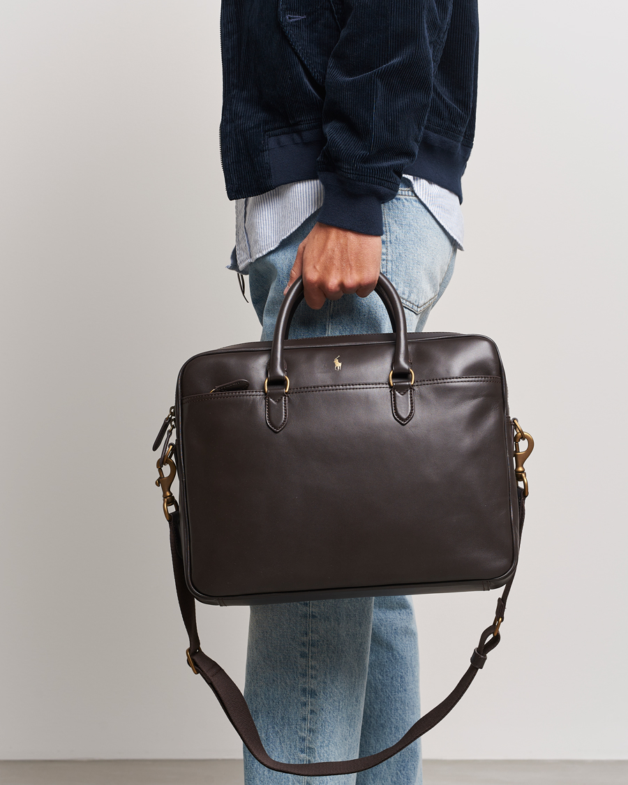 Polo Ralph Lauren Leather Commuter Bag Dark Brown Acheter Polo