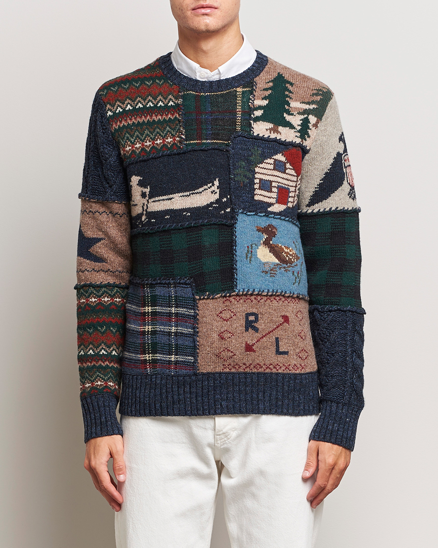 Polo Ralph Lauren Wool Patchwork Knitted Sweater Multi - Acheter