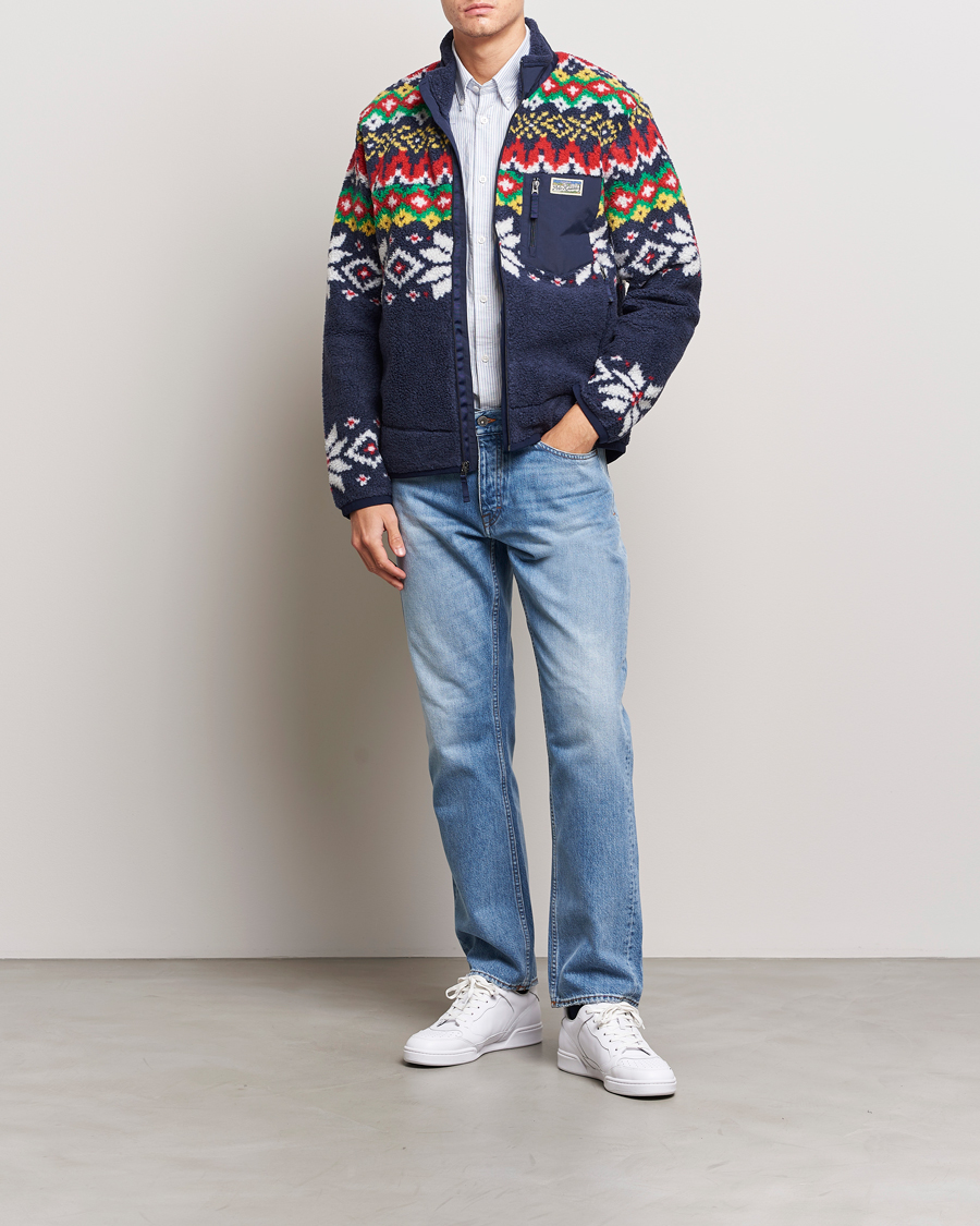 Homme | Pulls Et Tricots | Polo Ralph Lauren | Bonded Hi-Pile Snowflake Fairisle Full Zip Navy