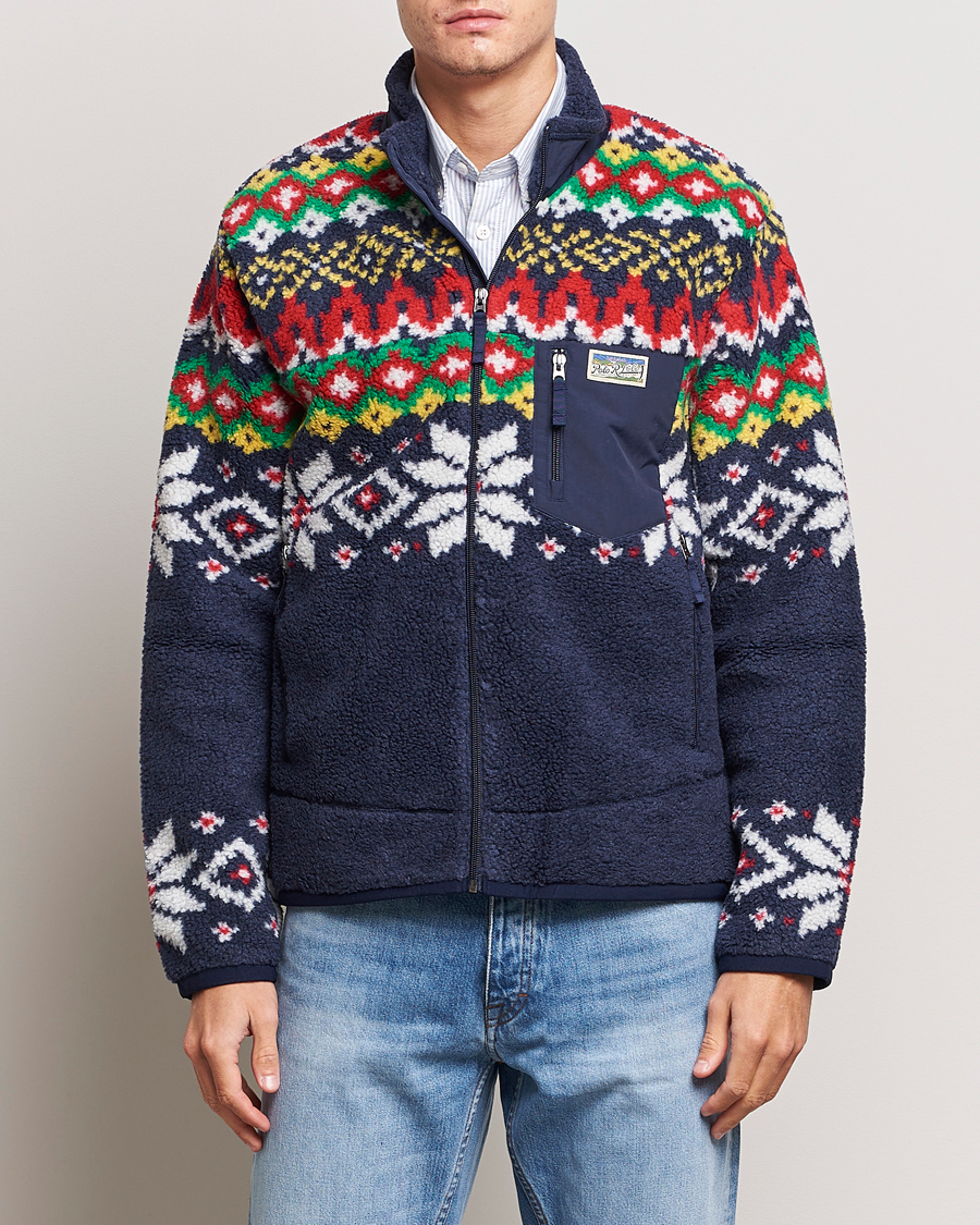 Homme | Pulls Et Tricots | Polo Ralph Lauren | Bonded Hi-Pile Snowflake Fairisle Full Zip Navy