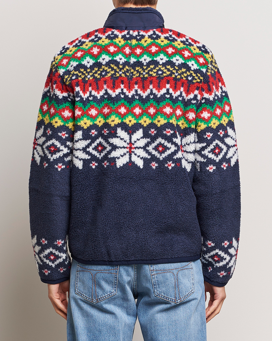 Homme | Pulls Et Tricots | Polo Ralph Lauren | Bonded Hi-Pile Snowflake Fairisle Full Zip Navy