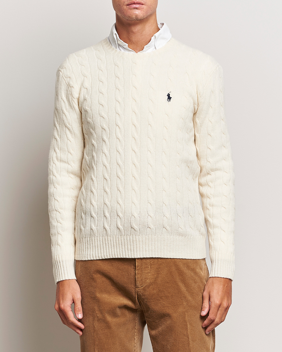 Homme |  | Polo Ralph Lauren | Wool/Cashmere Cable Crew Neck Andover Cream