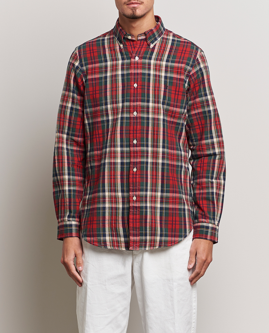 Polo Ralph Lauren Custom Fit Checked Oxford Shirt Red Green