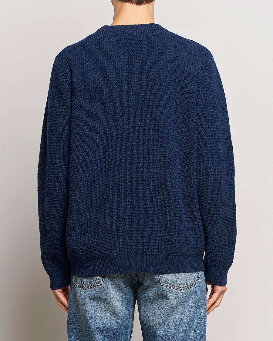 Homme | Pulls Et Tricots | Maison Kitsuné | Handwriting Wool Crew Neck Sweater Ink Blue