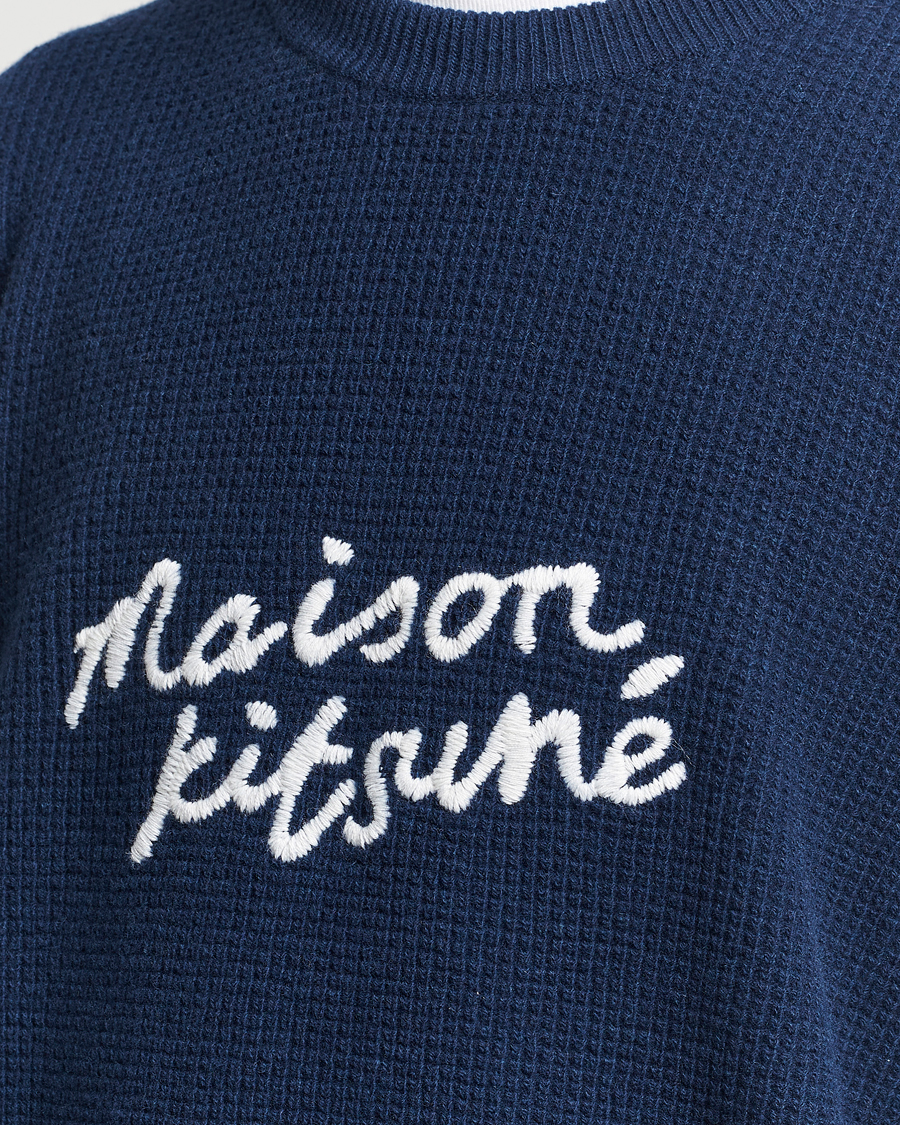 Homme | Pulls Et Tricots | Maison Kitsuné | Handwriting Wool Crew Neck Sweater Ink Blue