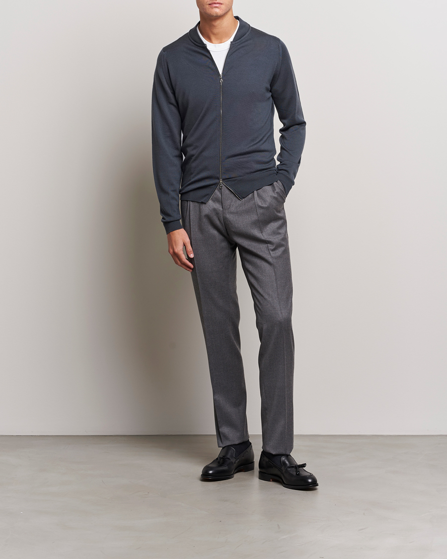 Homme | Pulls Et Tricots | John Smedley | Maclean Extra Fine Merin Full Zip Slate Grey