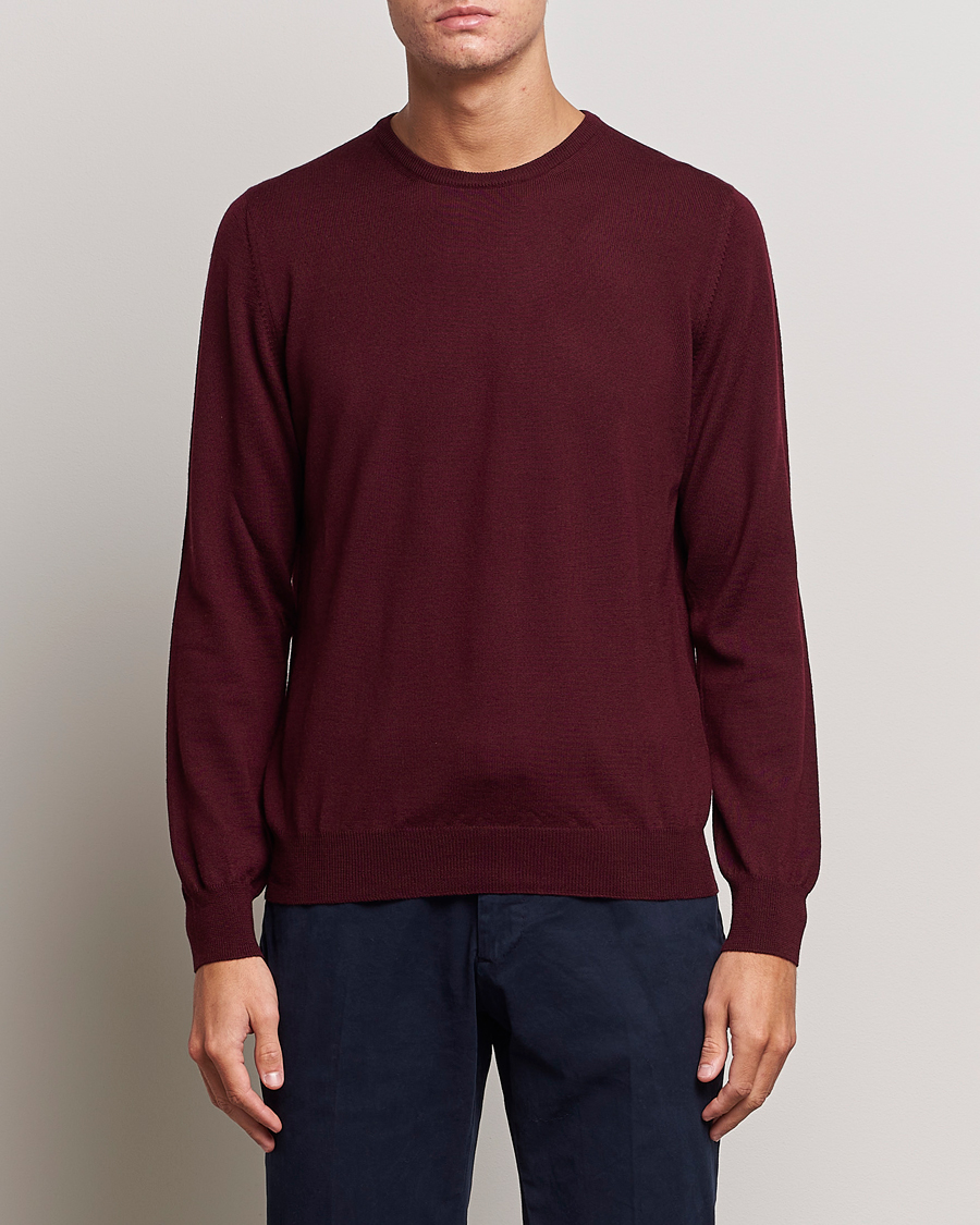 Homme |  | Gran Sasso | Merino Fashion Fit Crew Neck Pullover Burgundy