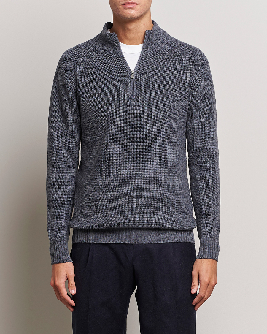 Homme |  | Gran Sasso | Rainwool Half Zip Grey Melange