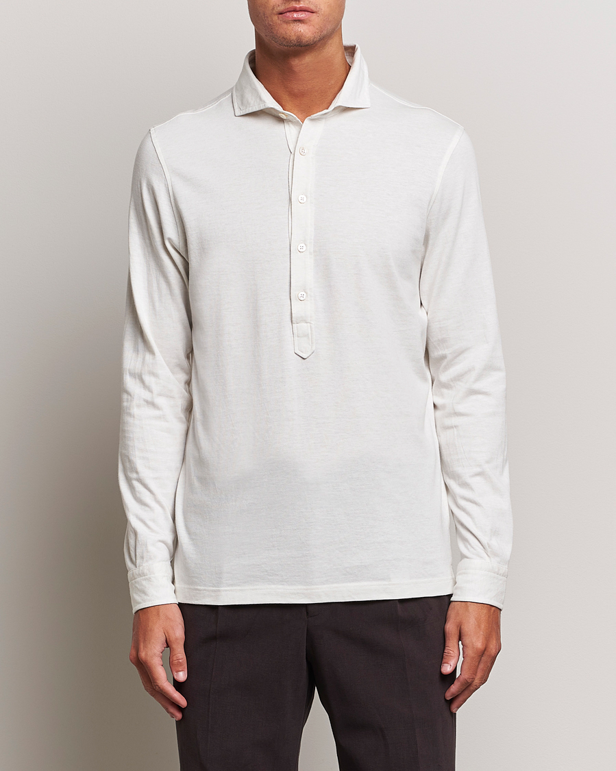 Homme |  | Gran Sasso | Brushed Cotton Popover Shirt Cream