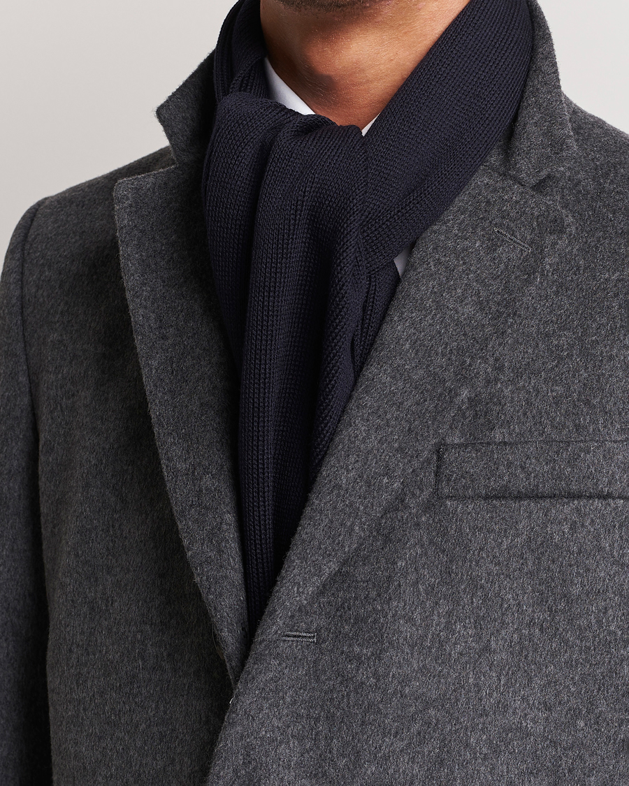 Homme |  | BOSS BLACK | Albas Wool Scarf Dark Blue