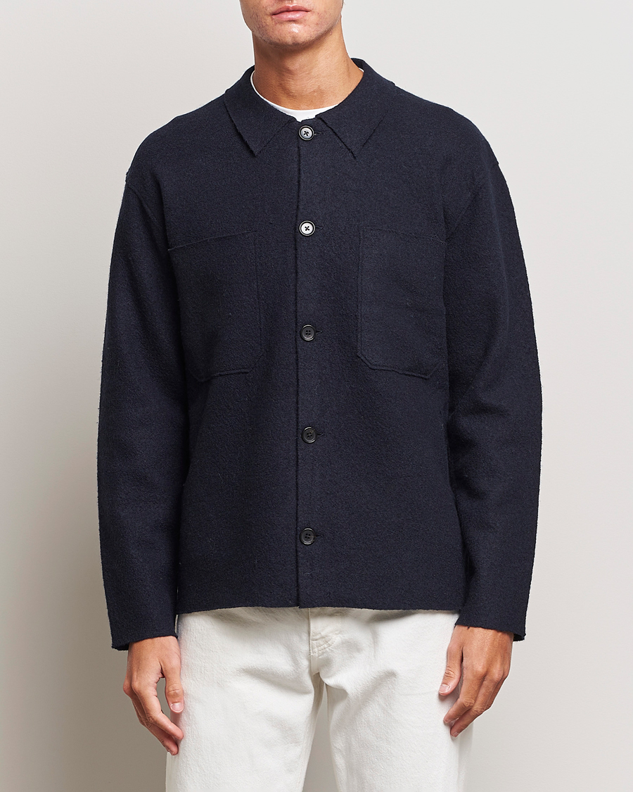 Homme |  | NN07 | Jonas Boiled Wool Cardigan Navy Blue