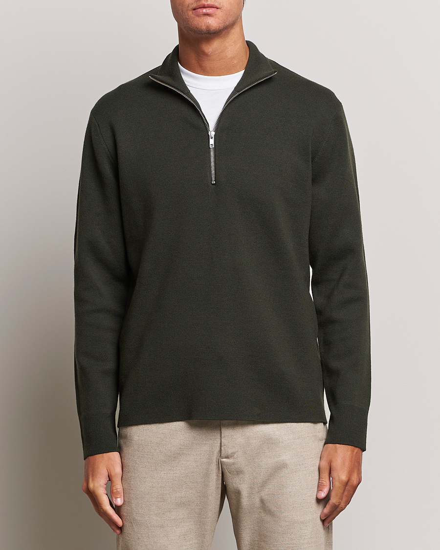 Homme |  | NN07 | Harald Cotton/Modal Half Zip Dark Army