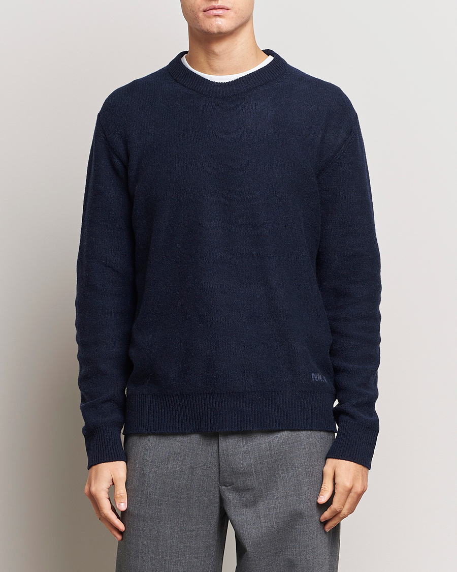 Homme |  | NN07 | Nigel Lambswool Knitted Crew Neck Navy Blue