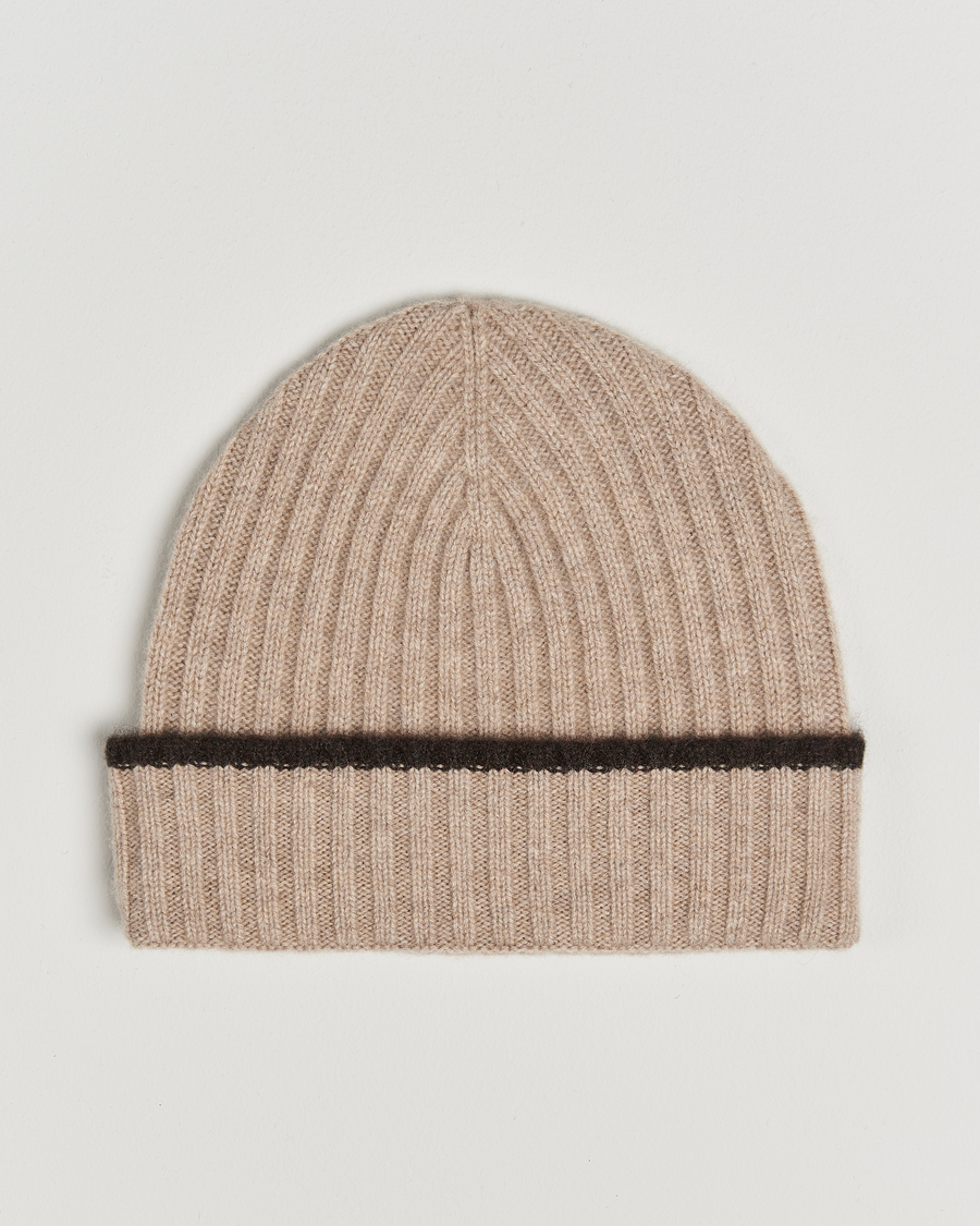 Homme |  | Amanda Christensen | Rib Knitted Cashmere Paspoal Cap Beige Melange