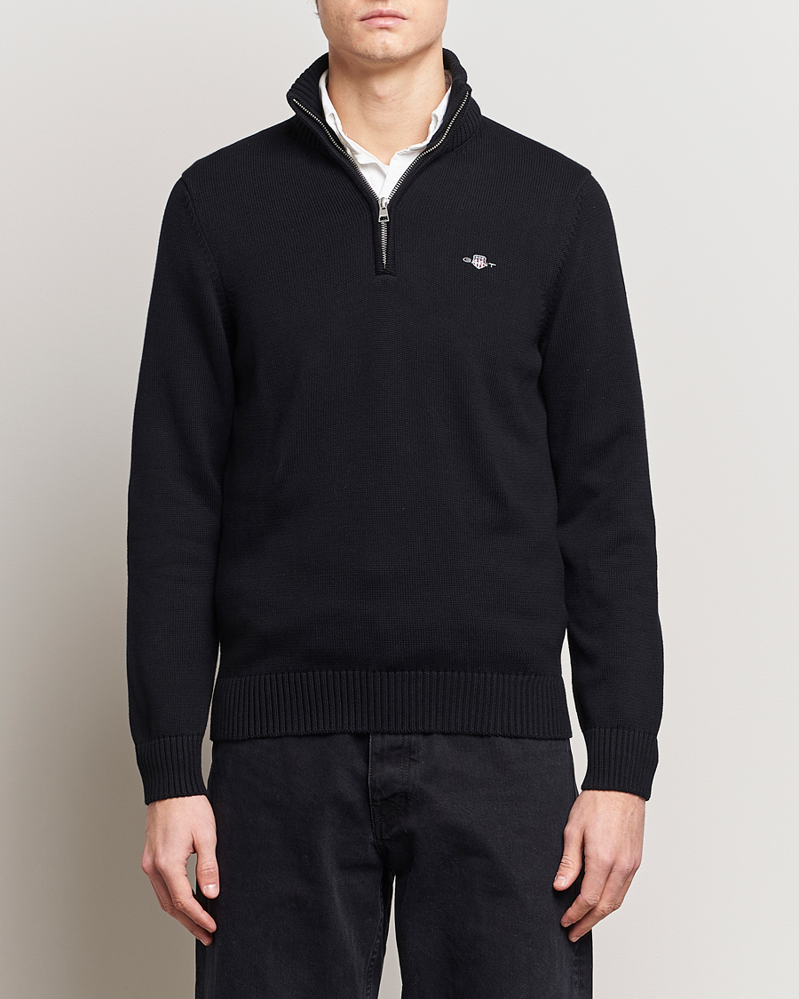 Homme |  | GANT | Cotton Half Zip Black