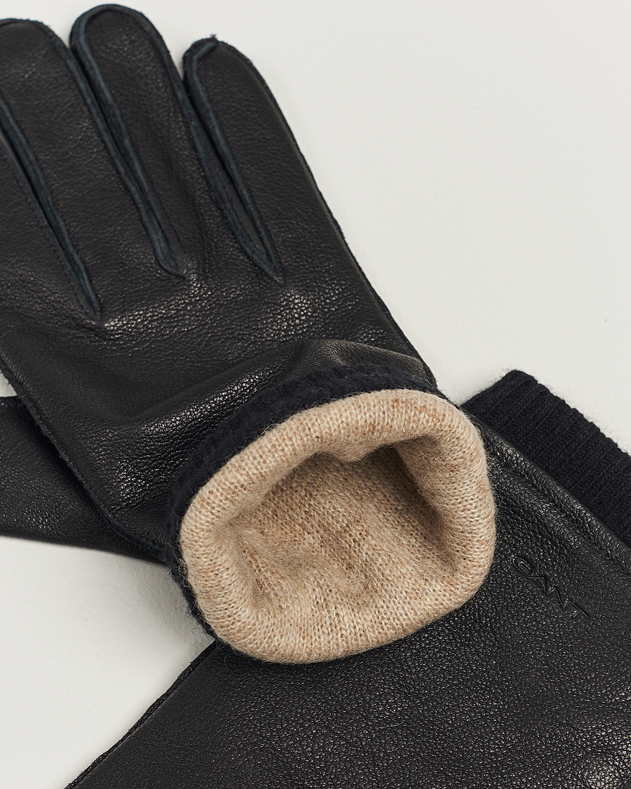 Homme |  | GANT | Cashmere Lined Leather Gloves Black