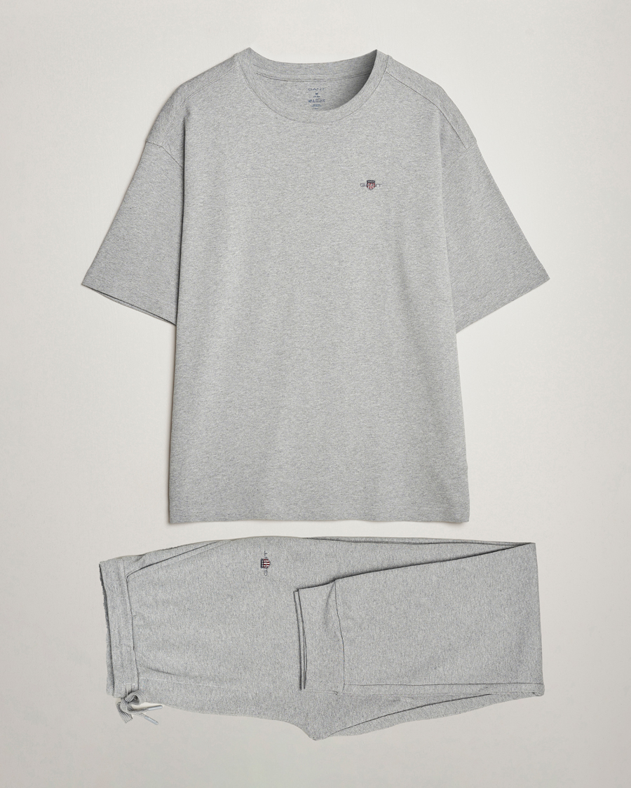 Homme | Peignoirs Et Pyjamas | GANT | Premium Loungewear Set Grey Melange