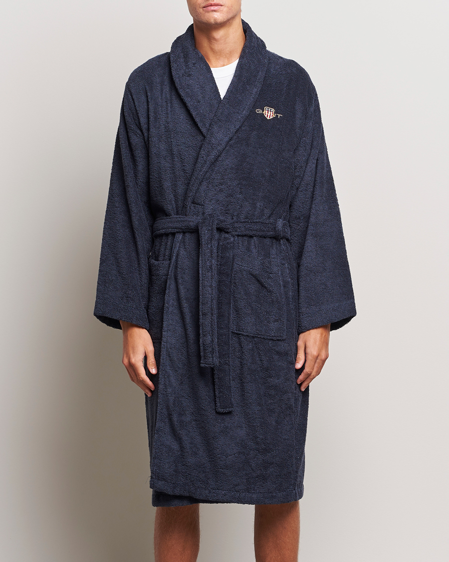 Homme | Peignoirs | GANT | Archive Shield Terry Robe Evening Blue