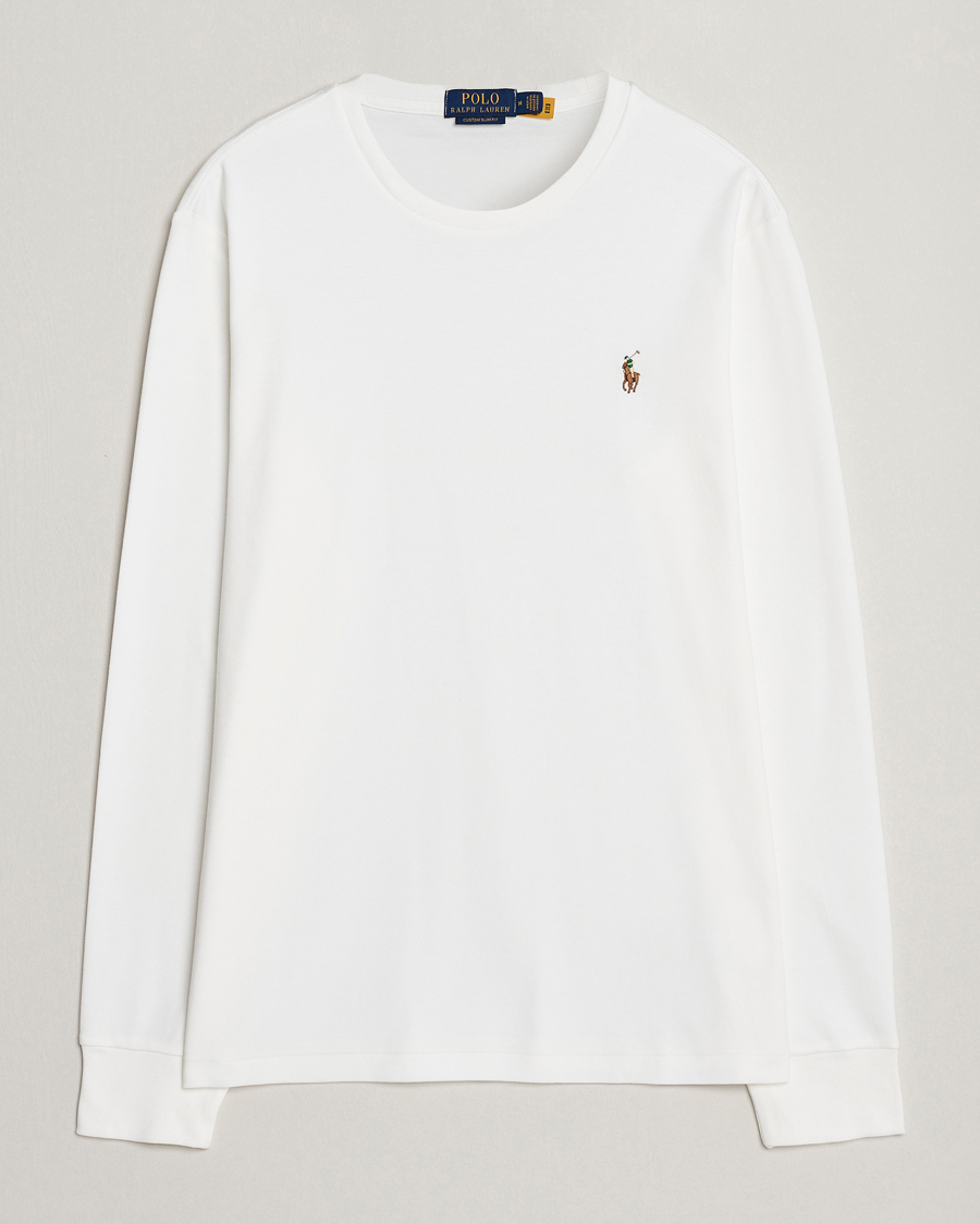 Polo Ralph Lauren Luxury Pima Cotton Long Sleeve T Shirt White