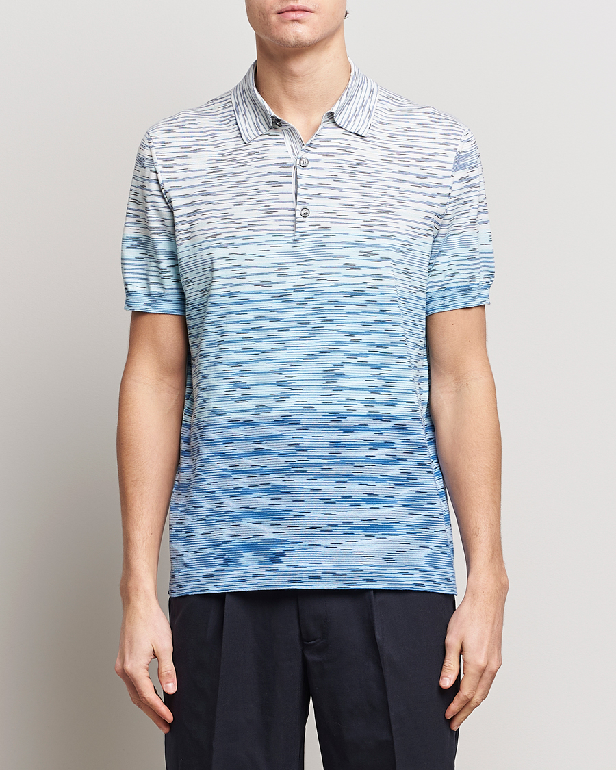 Homme |  | Missoni | Space Dyed Knitted Polo White/Blue