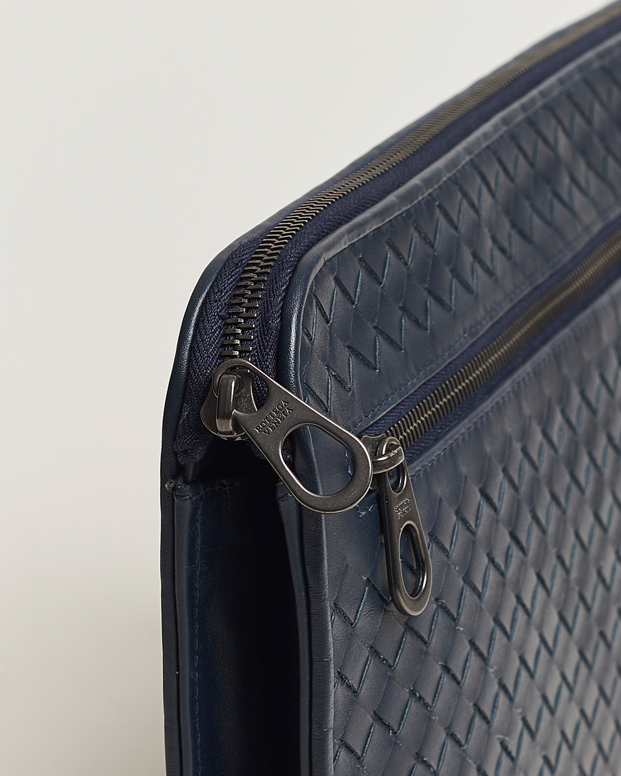 Homme | Bottega Veneta Pre-Owned Intrecciato Document Case Blue | Bottega Veneta Pre-Owned | Intrecciato Document Case Blue