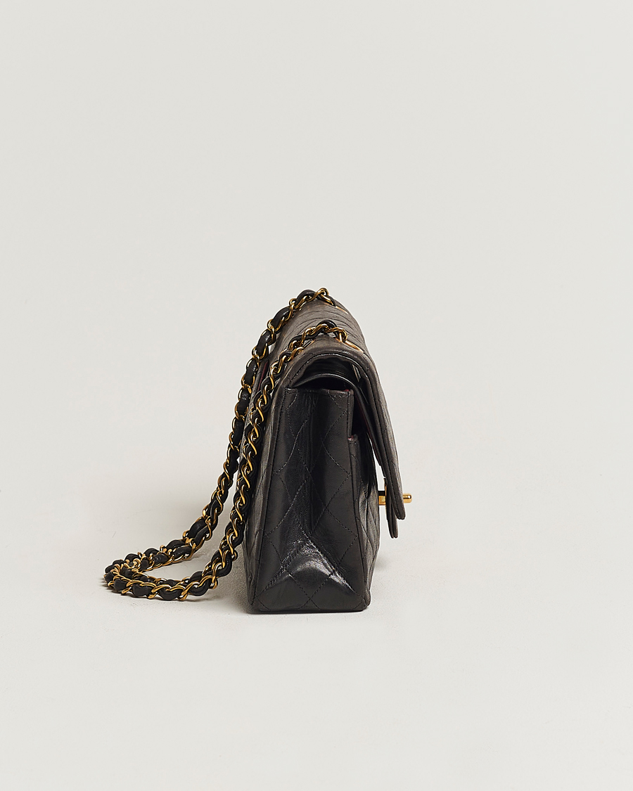 Homme | Chanel Pre-Owned Classic Medium Flap Bag Calf Leather Black | Chanel Pre-Owned | Classic Medium Flap Bag Calf Leather Black