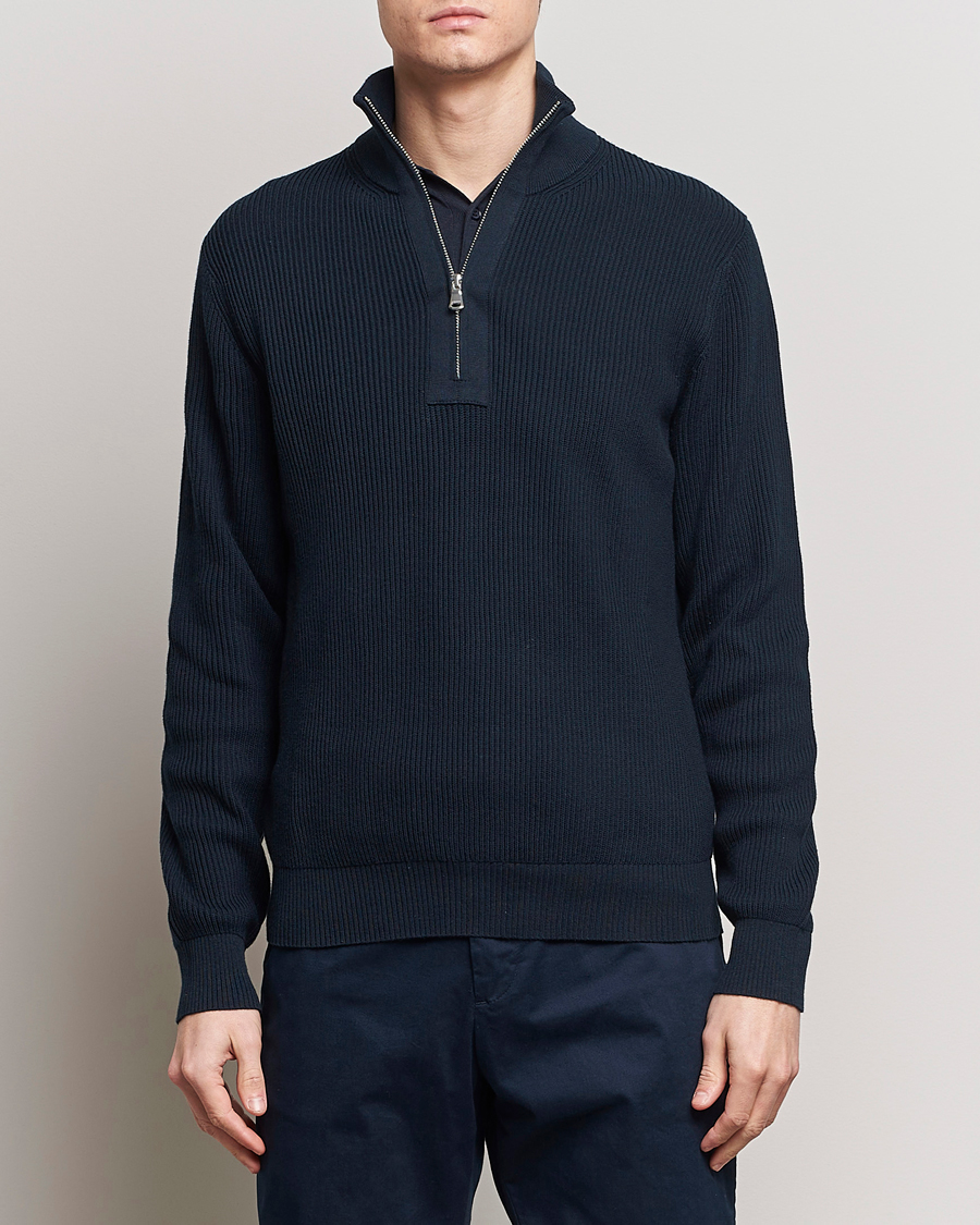 Homme |  | J.Lindeberg | Alex Half Zip Organic Cotton Sweater Navy