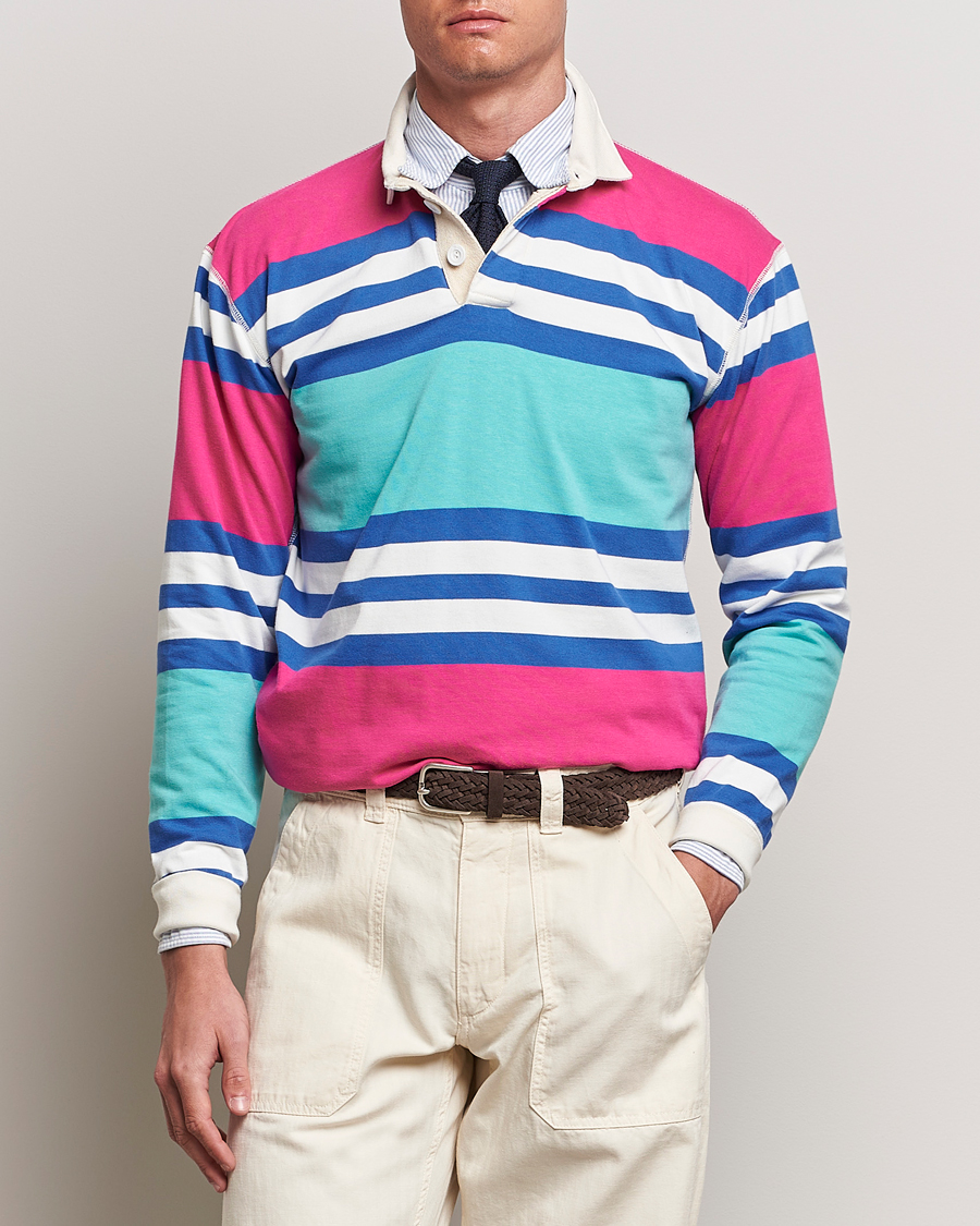 Homme |  | Drake\'s | Long Sleeve Stripe Rugby Shirt Multi
