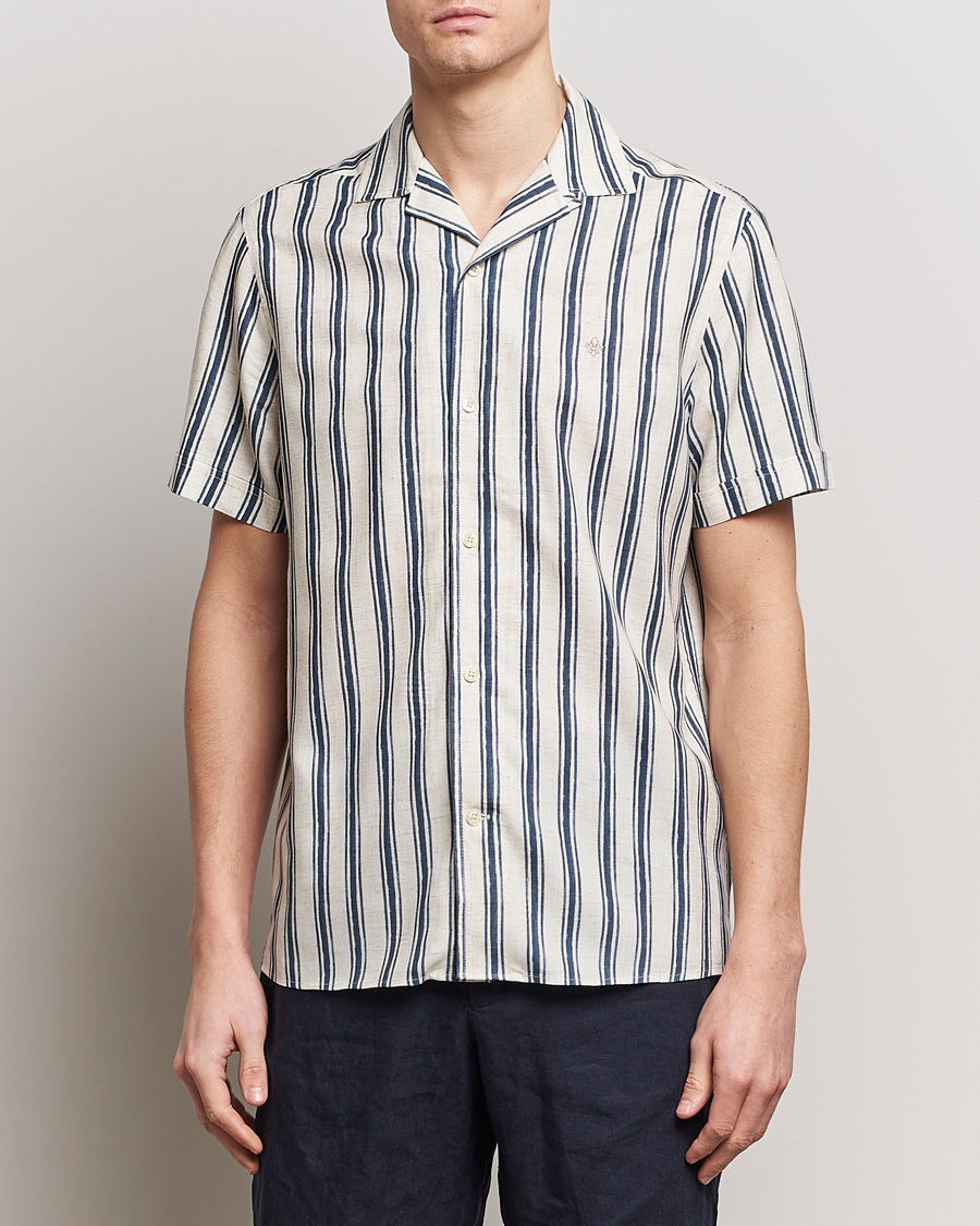 Homme |  | Morris | Printed Short Sleeve Shirt Navy/Beige