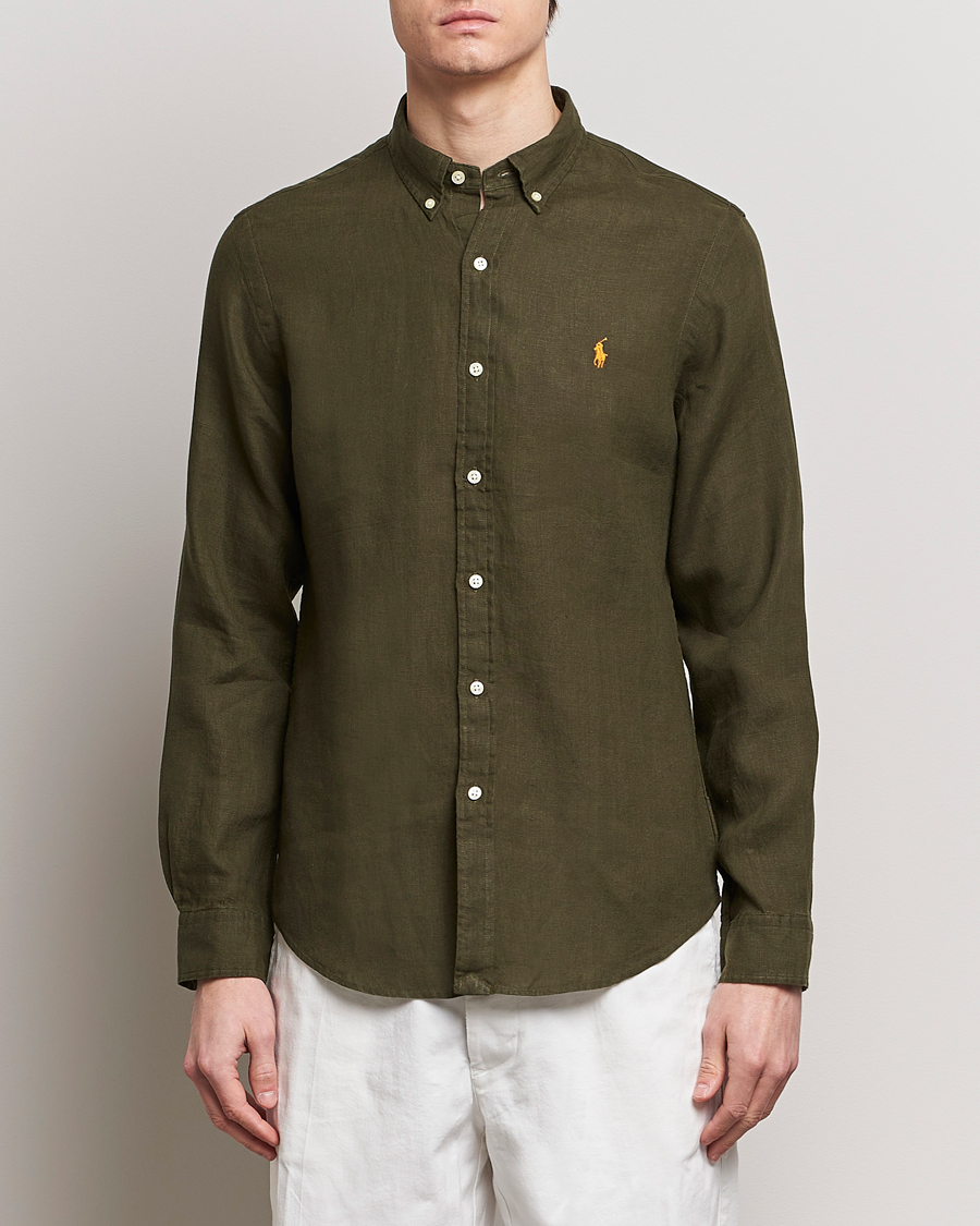 Homme |  | Polo Ralph Lauren | Slim Fit Linen Button Down Shirt Armadillo
