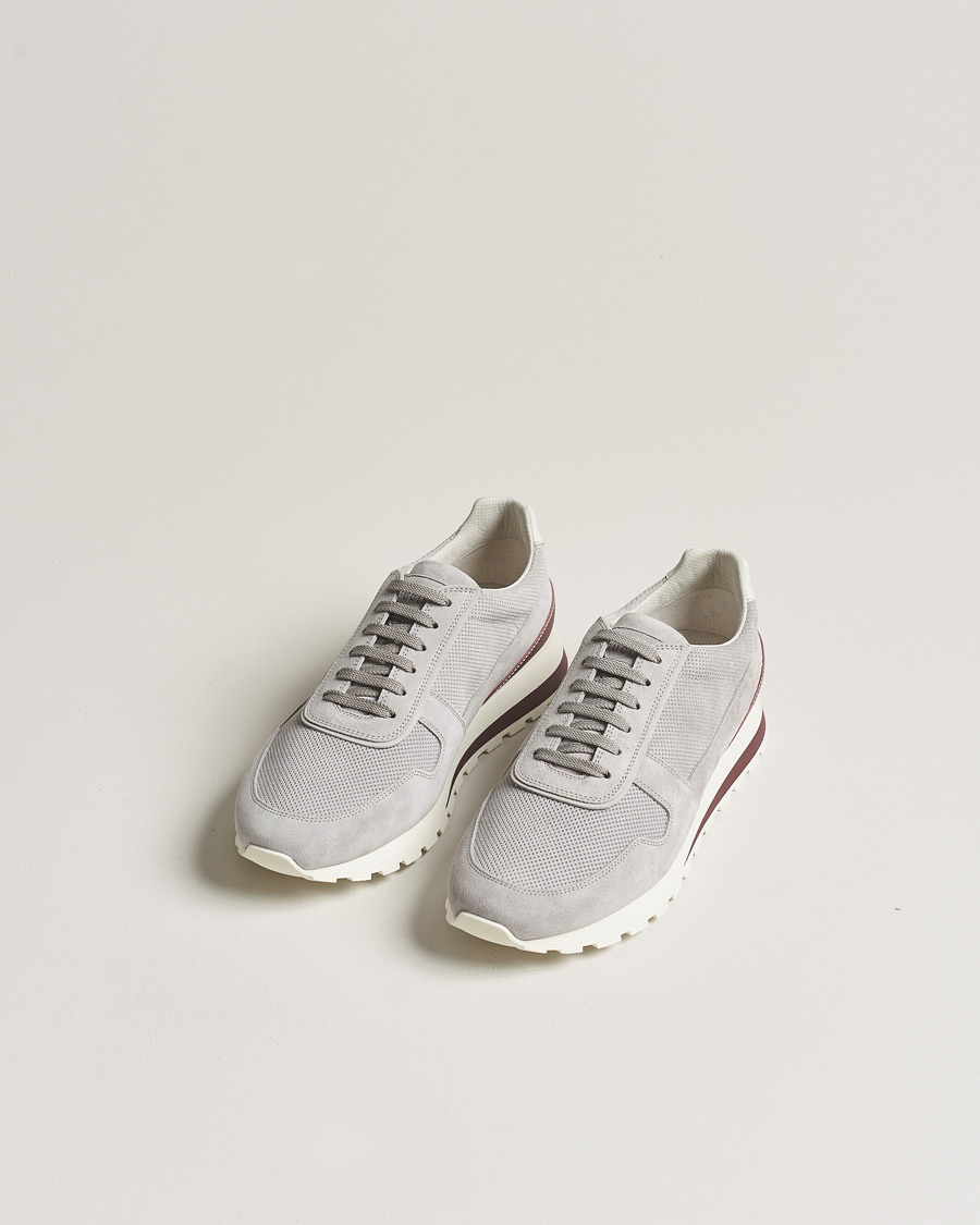 Homme | Brunello Cucinelli | Brunello Cucinelli | Perforated Running Sneakers Grey Suede