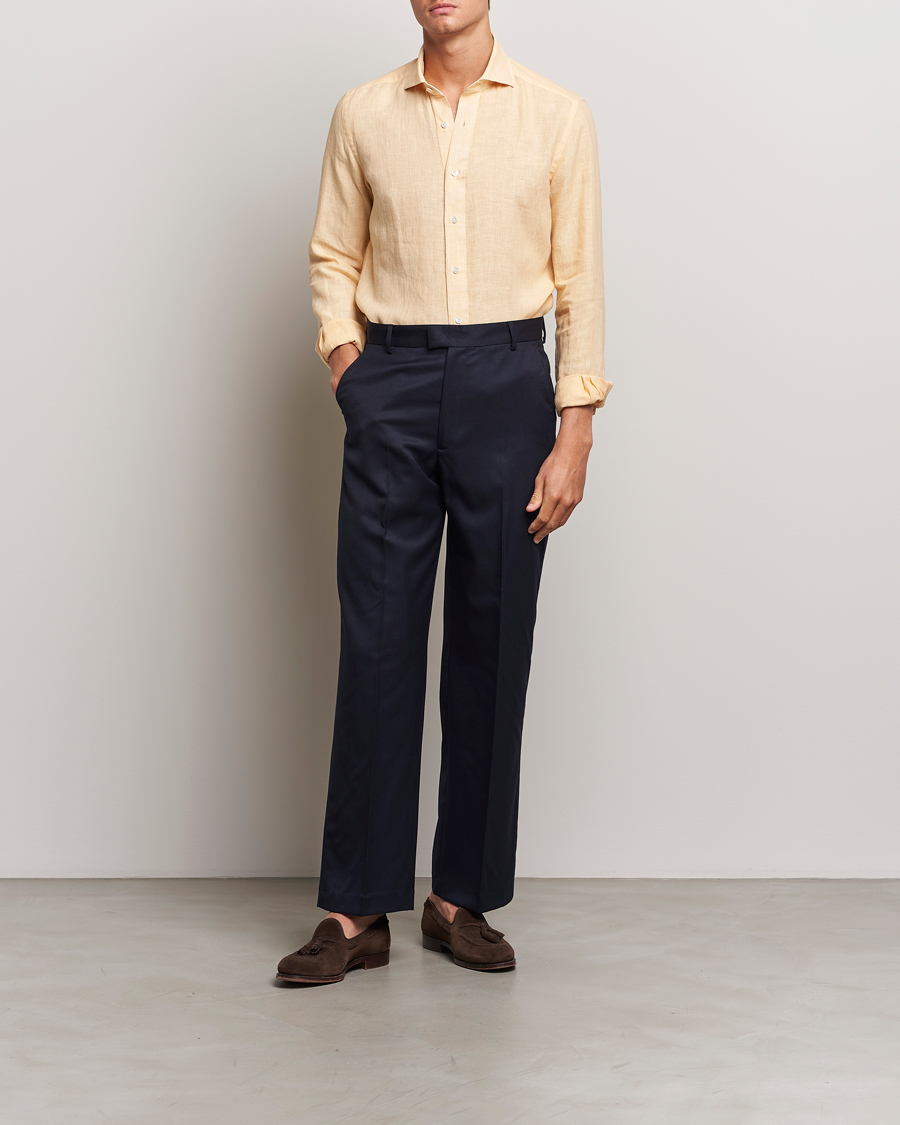 Homme | Soldes | 100Hands | Natural Stone Washed Linen Shirt Peach