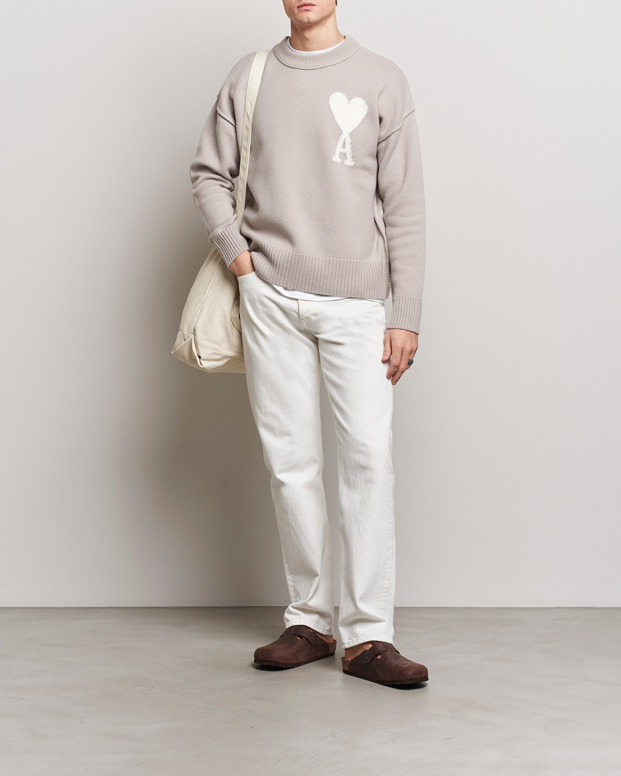 Homme | Pulls Et Tricots | AMI | Big Heart Wool Sweater Light Beige