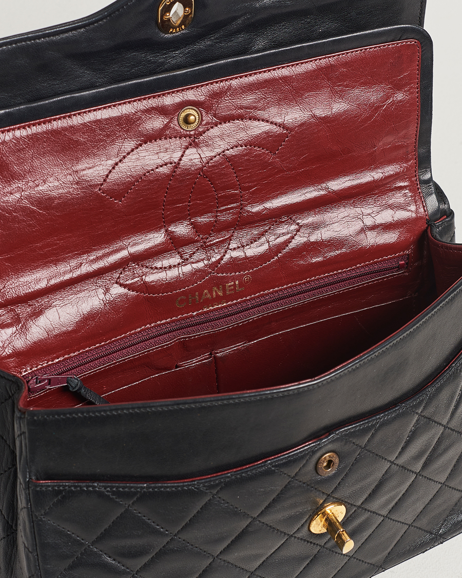 Homme | Chanel Pre-Owned Matelasse Double Flap Bag Black | Chanel Pre-Owned | Matelasse Double Flap Bag Black